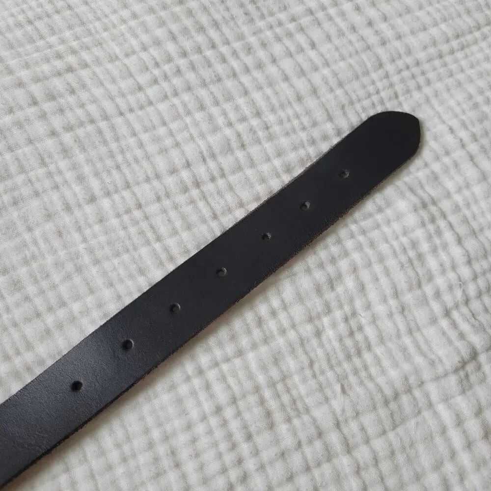 Black Genuine Leather Belt All Black Goth Emo Scene Unisex Small